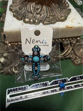 Nena Fashion Jewelry Turquoise Cross Ring - Adults Only